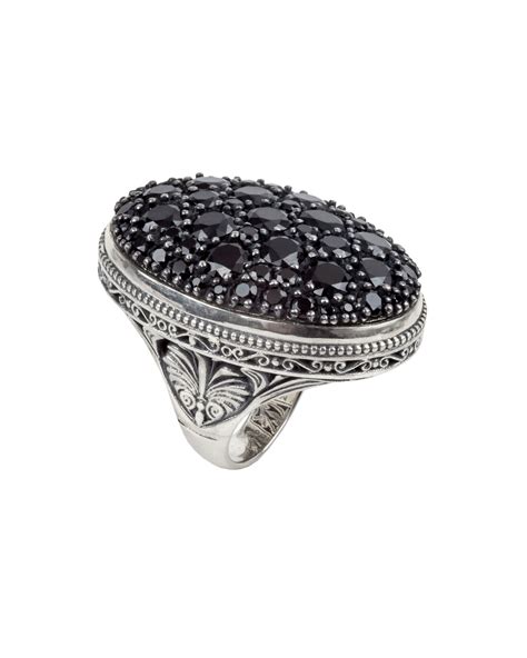 Konstantino Black Spinel Pave Oval Ring Size 7 Neiman Marcus