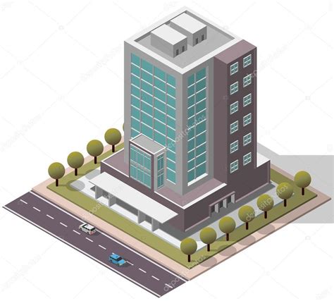 Vector Isometric Office Workplace Building — Stock Vector © Noisyfish