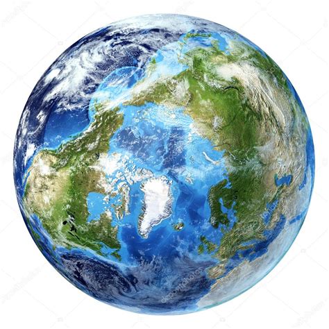 Earth Globe Realistic 3 D Rendering With Some Clouds Stock Photo By