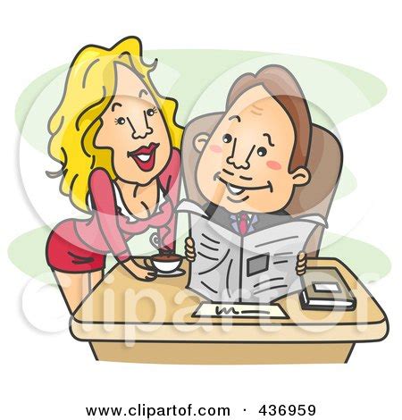 Royalty Free RF Clipart Illustration Of A Sexy Secretary Leaning Over A Desk And Smiling At