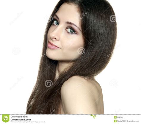 de vrouwengezicht van de schoonheid met lang haar stock afbeelding image of één schoonheid