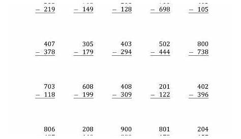 subtraction with zeros regrouping worksheets