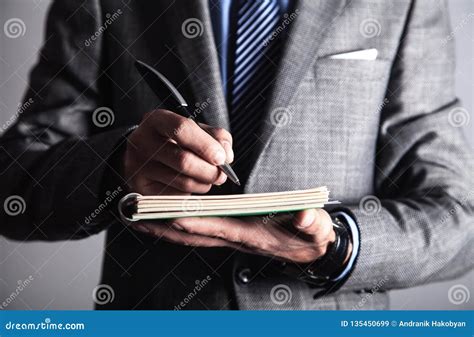 Businessman Writing On Notepad Business Concept Stock Image Image Of