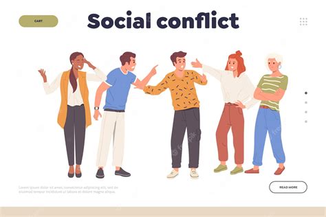 Premium Vector Social Conflict Landing Page With Angry Group Of