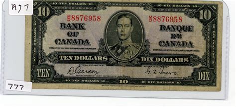 Ten Dollar Bill Bank Of Canada 1937 Schmalz Auctions