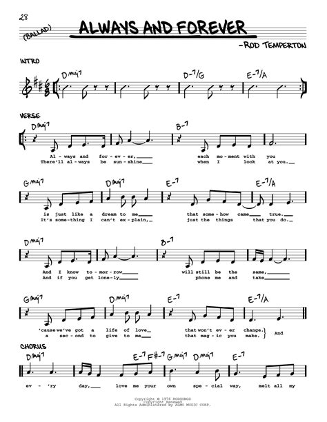Always And Forever Sheet Music Heatwave Real Book Melody And Chords