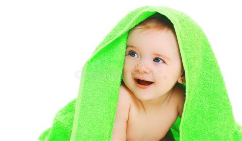 Cute Smiling Baby Under Bright Green Towel Stock Photos Free Royalty Free Stock Photos From