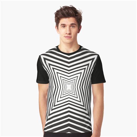 Black White Optical Illusion T Shirt For Sale By Tinalanette Redbubble Geometric Graphic T