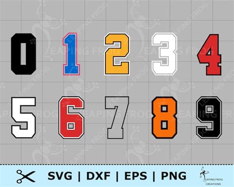 Jersey Numbers Svg Png 4 Versions Cricut Cut Files Etsy