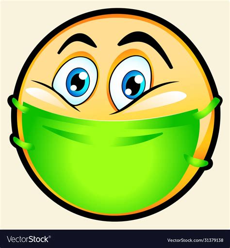 Emoji Wearing Green Mask Royalty Free Vector Image
