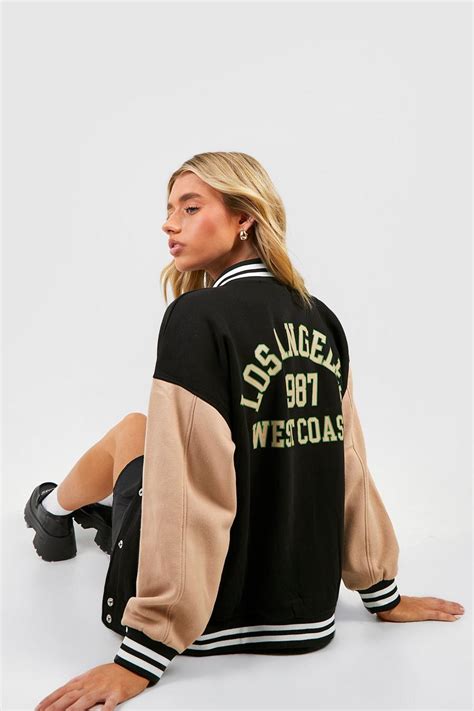 Womens West Coast Varsity Bomber Jacket Boohoo Uk