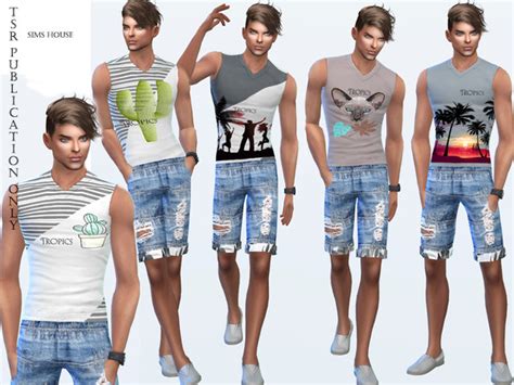 Tropics Mens Sleeveless T Shirt By Sims House At Tsr Sims 4 Updates