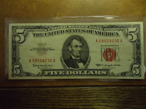 1963 5 Us Note Red Seal