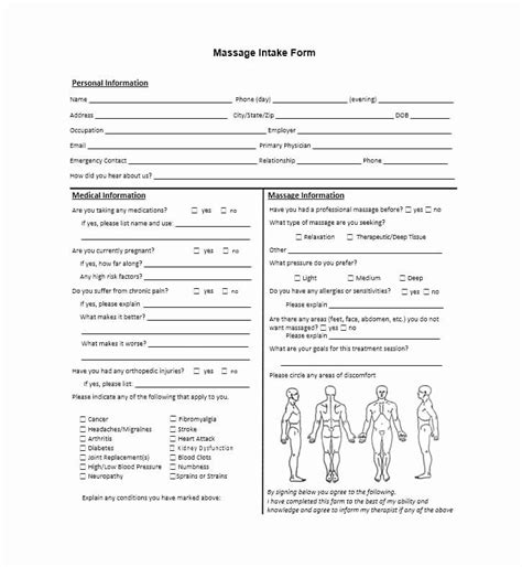 Intake Form Template Word Unique 59 Best Massage Intake Forms For Any