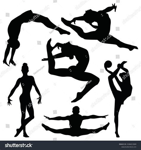 vector illustration girls gymnastic poses silhouettes stock vector royalty free 2186013089