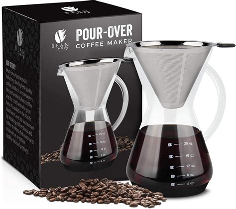 Bean Envy Pour Over Coffee Maker 20 Oz Borosilicate Glass Carafe