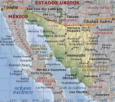 Mapa De Hermosillo Mapa Físico Geográfico Político Turístico Y