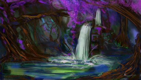 Artstation Waterfall In Enchanted Forest