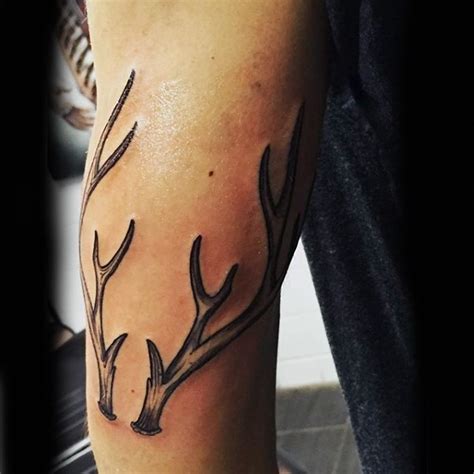Spectacular Black Ink Forearm Tattoo Of Deer Horns Tattooimagesbiz