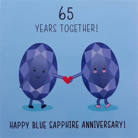 65th Wedding Anniversary Card Blue Sapphire Anniversary Crystal