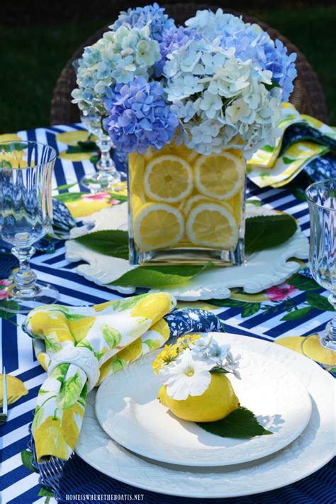 Lemons And Hydrangeas Alfresco Summer Tablescape And Diy Lemon Vase