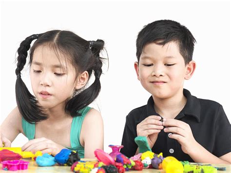 Selective Focused Of Happy Asian Kids Playing Colorful Clay Toy 9299100