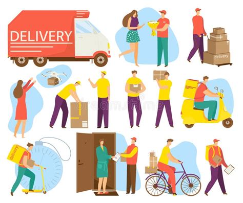 Cartoon Elements Set For Delivery Service Vector Illustration Service