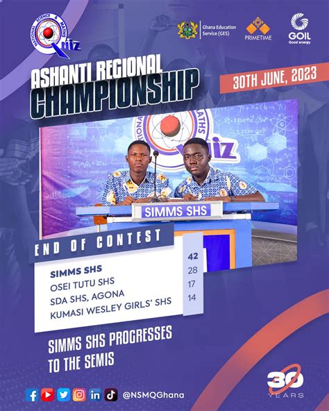 national science and maths quiz on twitter ashanti championship end of contest simms shs 42pts