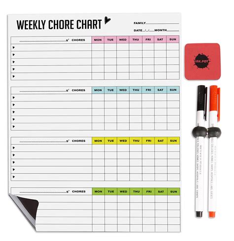 Buy Inkdotpot Magnetic Whiteboard Weekly Chores Charts Chore Chart For