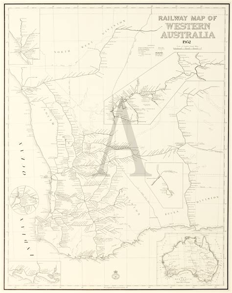 Railway Map Of Western Australia 1952 Antique Print Map Room