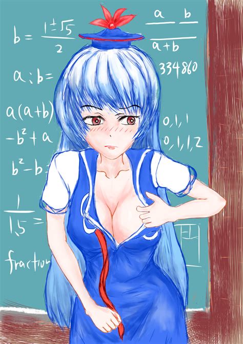 Kamishirasawa Keine Touhou Absurdres Highres 1girl Blue Dress Blue Hair Blush Breasts
