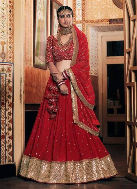 Details 83 Red And Golden Simple Lehenga Super Hot Poppy