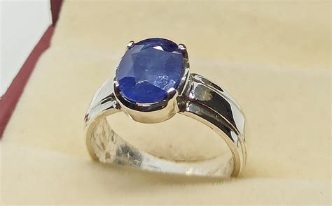 Natural Royal Deep Blue Sapphire Mens Ring Sterling Silver 925 Etsy Uk