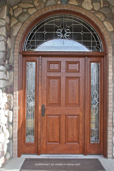 Curved Top Solid Wood Exterior Front Entry Door With Sidelight China