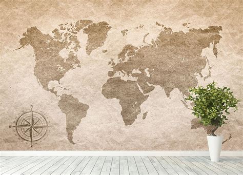 Vintage World Map Wall Mural Riset