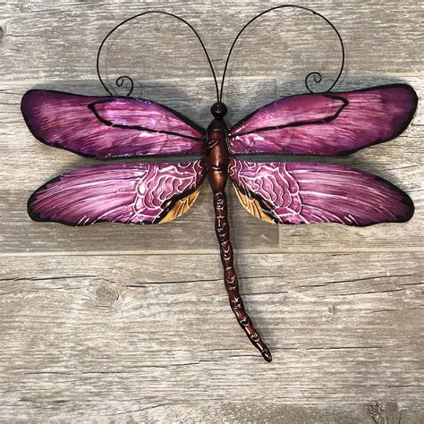 Black metal dragonfly wall art. Dragonfly Wall Decor Purple