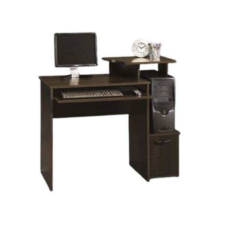 Quikfurn 40 Inch Wide Dark Wood Computer Desk