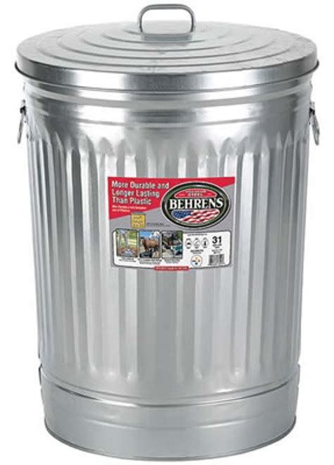 Galvanized Steel Utility Trash Pailcan With Lid 31 Gal Countrymax