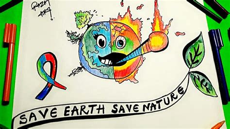 Save Earth Drawing Hd