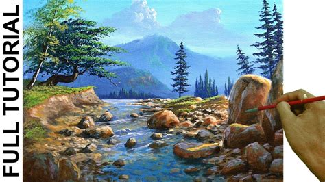 Acrylic Landscape Painting Tutorial Shallow River Jmlisondra