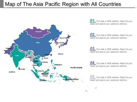 Map Of The Asia Pacific Region With All Countries Presentation