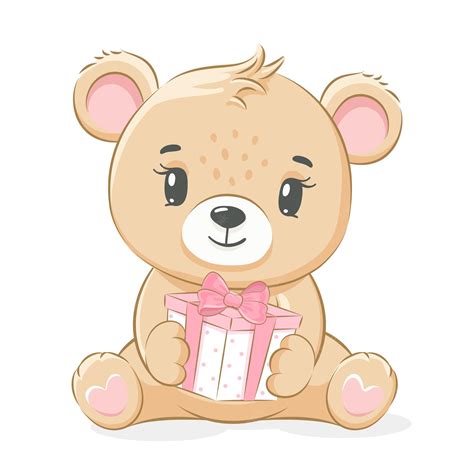 Premium Vector A Cute Teddy Bear Girl Is Sitting And Holding A T