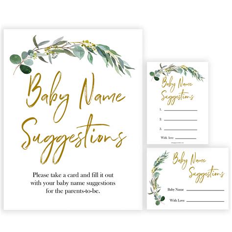 Baby Name Suggestions Game Eucalyptus Printable Baby Shower Games