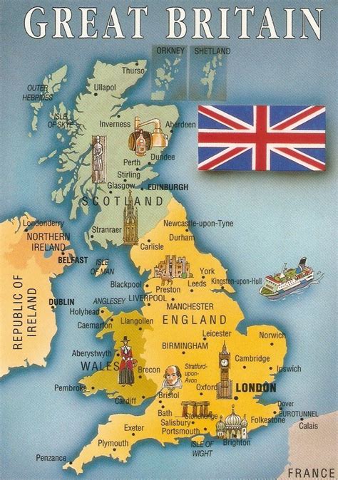 Postcard A La Carte 2 United Kingdom Map Postcards England Map