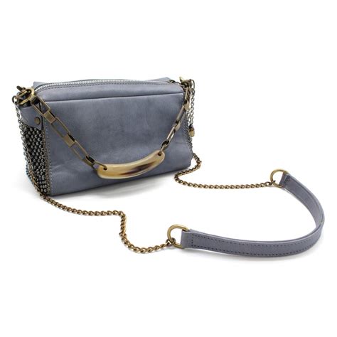 Laura B Bauletto Big Leather And Mesh Bag Lamb Grey Dorè