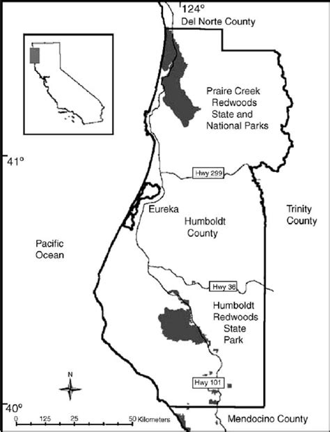 Map Of Humboldt County California With The Study Blocks Shaded