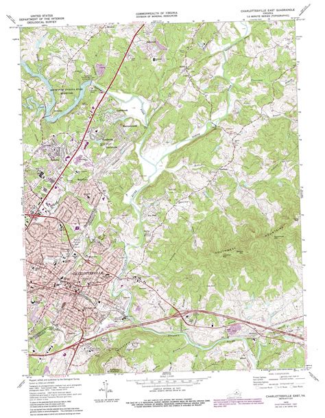 Charlottesville East Topographic Map 124000 Scale Virginia