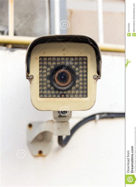 The Old Cctv Security Camera Operating Long Time Stock Image Image Of
