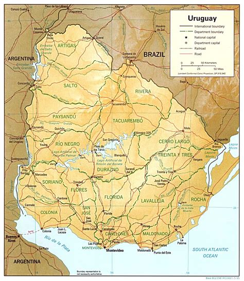 For uruguay map map, direction, location and where addresse. Large detailed relief and political map of Uruguay with ...