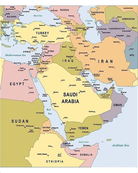 Print Of Map Of Middle East Illustration Artofit